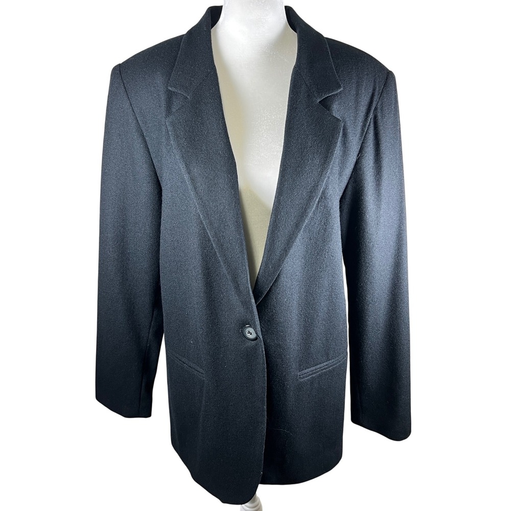 VTG Sag Harbor Black Wool Blazer Jacket Women Plus Size‎ 14 Classic Timeless